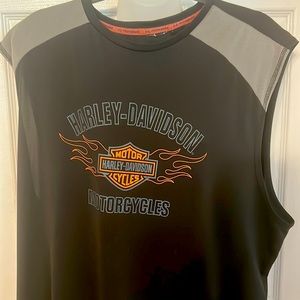 EUC Men’s Harley Davidson Performance Flaming B&S sleeveless muscle shirt. Sz2XL